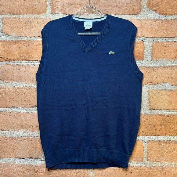 Vintage LACOSTE Men’s Navy Blue Sweater Vest Size 4 Medium - Picture 2 of 6